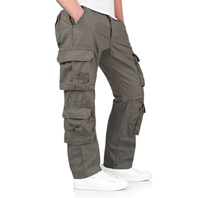 Image of Surplus Raw Vintage Airborne Slimmy Mens Cargo Trouser, Olive, M