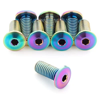 Image of Terske Ultra Low Profile Superlight Oil Slick Titanium Bottle Cage Bolts: 8 Pack