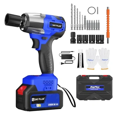 Image of Upgraded Cordless Impact Wrench Brushless 1/2 inch Driver 21V 550N.m High Torque with Socket Set 14mm 17mm 19mm 22mm, Battery 3000mAh Li Ion 3200rpm Variable Speed, Carry Box