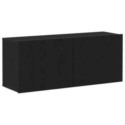 Image of vidaXL black oak TV stand engineered wood media cabinet with storage living room furniture