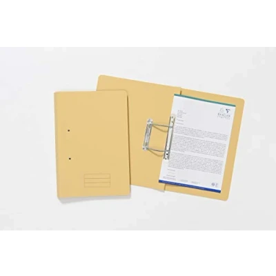 Image of Exacompta Ref TFM50 YLWZ Spiral Files for Punched Papers, A4 &amp; Foolscap, 285gsm Medium Weight Premium Manilla, 350mm x 250mm, Metal Spring Mechanism Yellow, Pack of 50
