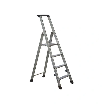 Image of Zarges Folding Step Ladder, Single Sided Access, With Storage Tray, For Light Use, 4 Steps Incl. Platform
