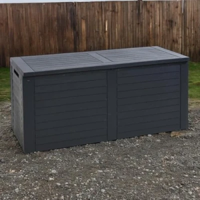 Image of URBNLIVING 240L Large Black Outdoor Cargo Garden Storage Box Plastic Container Chest &amp; Lid