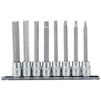 Image of Draper Long Metric Hex. Socket Bit Set, 3/8&quot; Sq. Dr., 100mm (8 Piece)