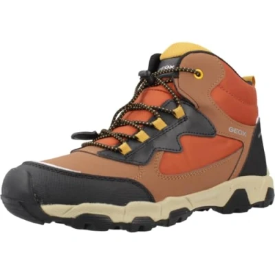 Image of Geox Laceup ankle boots for kids, Size: 7K, Light brown/black Imitation leather/ textile