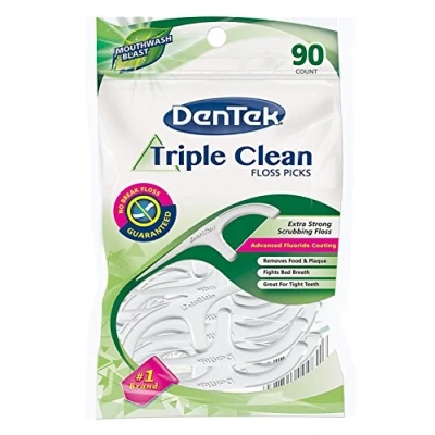 Image of DenTek Triple Clean Floss Picks, Mint 90 Ea