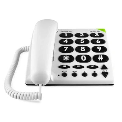 Image of Doro PhoneEasy 311c Landline Phone Big Button Corded House Ideal for the Elderly 3 One Touch Memories Visual Ring Indicator No Answerphone (White) [UK and Irish Version]
