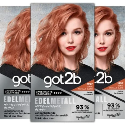 Image of Got2B Edelmetall M97 Coral Metallic Blonde Level 3, Pack of 3 (3x 143 ml)