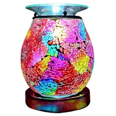 Image of Cello Multi Colour Mosaic Touch Electric Melt Burner Wax &amp; Oil Burner. New Home Gifts, Decor, Room Decor Office Accessories. Diffuser With Light Bulb.