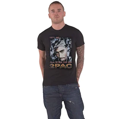 Image of Tupac T Shirt 2PAC All Eyez on Me 1971 Logo Official Mens Black M