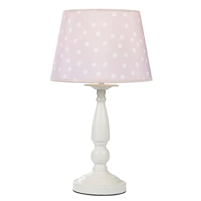 Image of LITECRAFT Glow Polka Dot Table Lamp with Pink Fabric Shade White