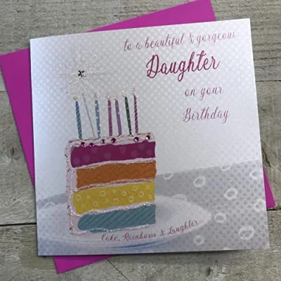 Image of White Cotton Cards Happy Gorgeous Daughter, Handmade Birthday Card (Pink Cupcake)