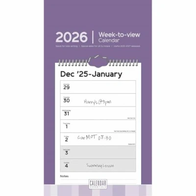 Image of Essential Week To View Short Slim Calendar 2026