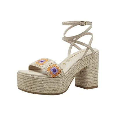 Image of Tamaris Platform sandals, Women&#039;s, Size: 5.5, Beige comb Textile