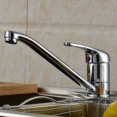 Image of Motorhome Caravan Mixer Tap Single Lever Long Spout Modern Chrome + Flexi Hoses