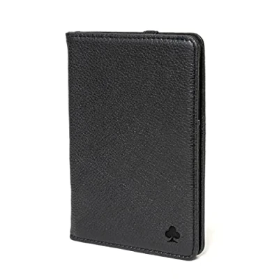 Image of PORTER RILEY Premium Leather Passport Holder/Case/Cover/Travel Wallet (Pure Black)