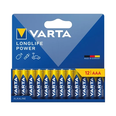 Image of Varta Longlife Power AAA Alkaline Battery 1.5V (Pack of 12) 4903121782