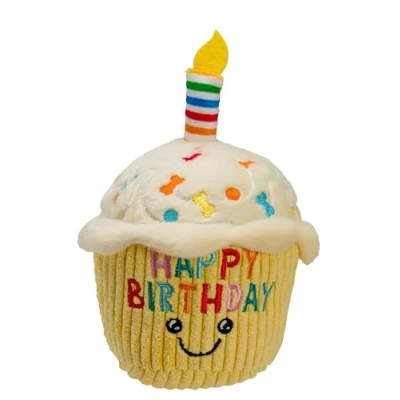 Image of House of Paws Cupcake Birthday Dog Toy Plush with Squeaker and Candle