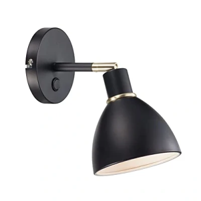 Image of Nordlux Ray Wall Light Fixture in Black Modern Lighting Homeware Metal Frame Office Bedroom Living Room E14, 40W, IP20, 230V 630g