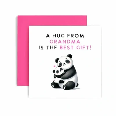 Image of Huxters Sweet Grandma Happy Birthday Card Grandma&#039;s Hugs are the Best Mother&#039;s Day Panda Gift for Her 14.8cm (Grandma)