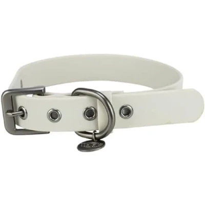 Image of TRIXIE CityStyle 1971816 Dog Collar L XL: Neck Circumference 50 57 cm/30 mm Light Grey PVC for Small Medium Dogs, Adjustable, Water Repellent &amp; Wipe Clean