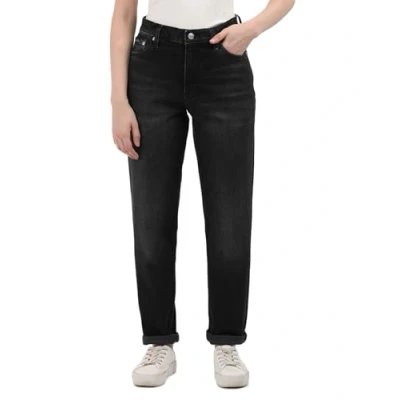 Image of Calvin Klein Women’s Tapered Fit Mom Jeans, Black (Denim Black), 28W/32L