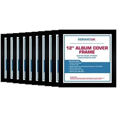 Image of Retro Vinyl LP Record Album Square Black Frame 30cm/12 Cover Sleeve 10 Pack