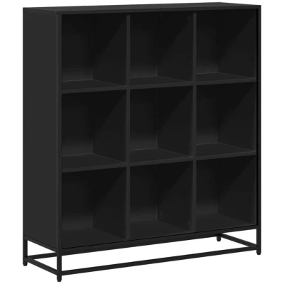 Image of vidaXL Bookcase Black 97.5x33x107.5 cm Engineered Wood and Metal