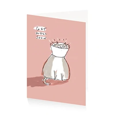 Image of ArtPress Jamie Shelman, Get Well Soon Cone Cat, Greeting Card (17 x 12cm)