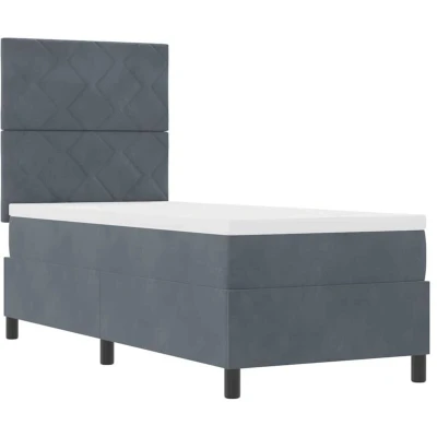 Image of vidaXL Box Spring Bed with Mattress &amp; LED Dark Grey 80x200 cm Velvet