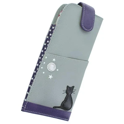 Image of Mala Leather Midnight Collection Soft Slim Glasses Case 5152_35 Grey