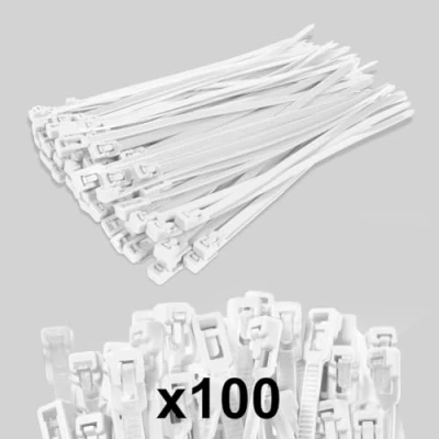 Image of FORZA Releasable Nylon Cable Ties [6 Colours] Premium Quality, Reusable Supplied in a Pack of 100 (White)