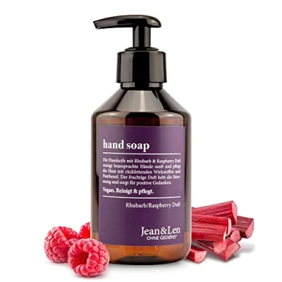 Image of Jean &amp; Len Rhubarb Raspberry Hand Soap for Pure and Well Groomed Hands, Paraben Silicone, 250 ml