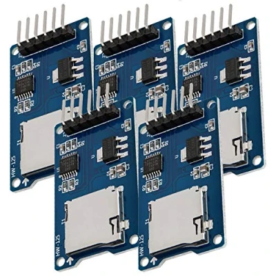 Image of AZDelivery Micro SD SPI Storage Board TF Memory Card Adapter Shield Module 3.3V 5V compatible with Arduino Including E Book! (Pack of 5)