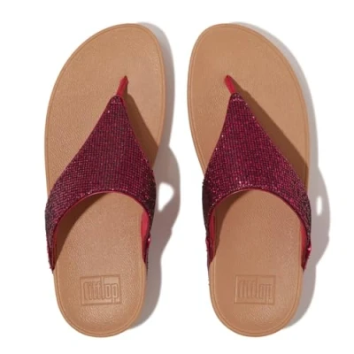 Image of Fitflop Women&#039;s LULU Glitterball Toe Post Sandals, Pink, 6 UK