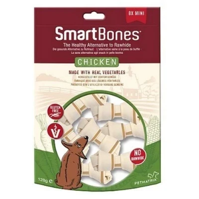 Image of Smartbones 8 Mini Chicken Bones Rawhide Free Chew Dog Treats