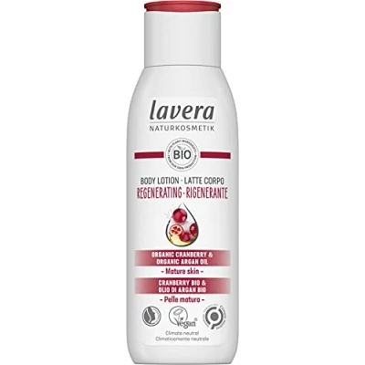 Image of lavera Body Lotion Regenerating Natural Cosmetics vegan Organic Cranberry &amp; Argan Oil certified 200ml, white