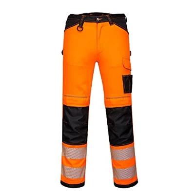 Image of Portwest PW340 Men&#039;s PW3 Hi Vis Work Trousers Orange/Black, 46