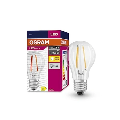 Image of OSRAM Led Star Value Classic A75 Lamp for E27 Socket, Pear Shape, Fil, 1055 Lumens, Warm White (2700K), Replacement Conventional 75W Light Bulbs, Not Dimmable, 10 Pack