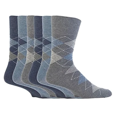 Image of Gentle Grips Men&#039;s Socks Bigfoot Honeycomb Top Cotton Rich Pack of 6, Size 12 14 uk/46 50 eur (SOMRJ38)