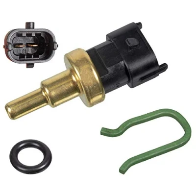 Image of 1365063P00000, 1365068L00000 Coolant Temperature Sensor FEBI BILSTEIN 107538 black with retaining spring, seal FIAT: 500X, CITROËN: Nemo Van