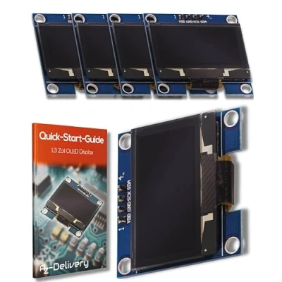 Image of AZDelivery 1.3 inch I2C IIC OLED Display SH1106 128x64 Pixels 3.3V White Character Compatible with Arduino and Raspberry Pi Including E Book!