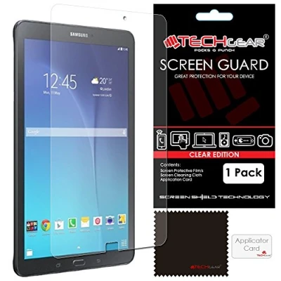 Image of TECHGEAR Screen Protector for Samsung Galaxy Tab E 9.6 Inch Clear Lcd Protectors 9.6&quot; (SM T560, SM T561, T565) With Cleaning Cloth &amp; Application Card