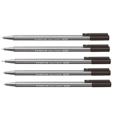 Image of STAEDTLER 334 Triplus Fineliner Superfine Point Pens 0.3mm Black Ink (5)