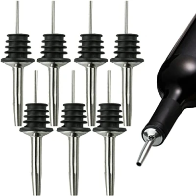 Image of SZCXDKJ 7 Pieces Bottle Speed Pourers, Stainless Steel Liquor Pourers Dispenser for Wine Spirits Alcohol Olive Oil Syrup Bottles with Rubber Stopper
