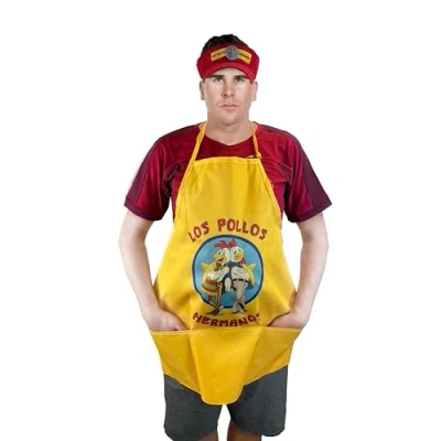 Image of ANGIEHAIE Pollos Hermanos Apron Cap Set Moth Heisenberg Breaking Bad, Yellow, One size
