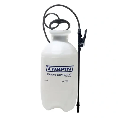 Image of Chapin 22074: Made in The USA Disinfectant Bleach Pressure Pump Tank Sprayer, 2 Gallon, Adjustable Cone Nozzle, Compatible with Solutions and Fungicides, Translucent White