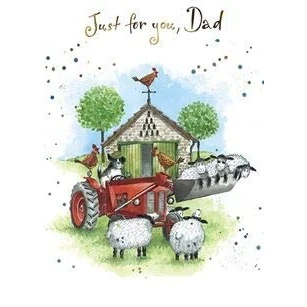 Image of Dad Birthday Card Sheep and Tractor with Foil Finish Eco Friendly Recyclable by Paper House