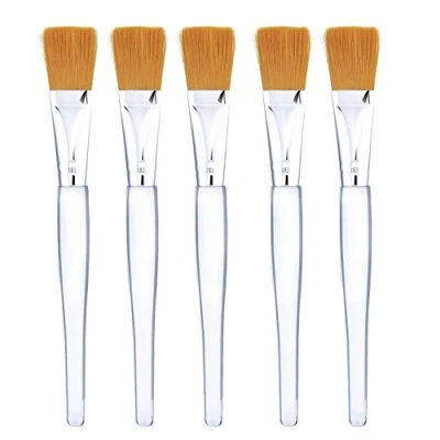 Image of Facial Mask Brush Makeup Brushes Cosmetic Tools with Clear Plastic Handle, 5 Pack (Silver)