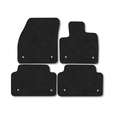 Image of Car Mats Compatible with Jaguar E Pace (2021 ) Tailored Fit Black Carpet Floor Set Accessory Custom 4 Pieces Anti Slip Backing &amp; Binding Trim Edge